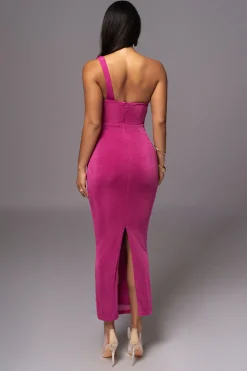 JLUXLABEL Berry Slinky Krishna One Shoulder Maxi Dress
