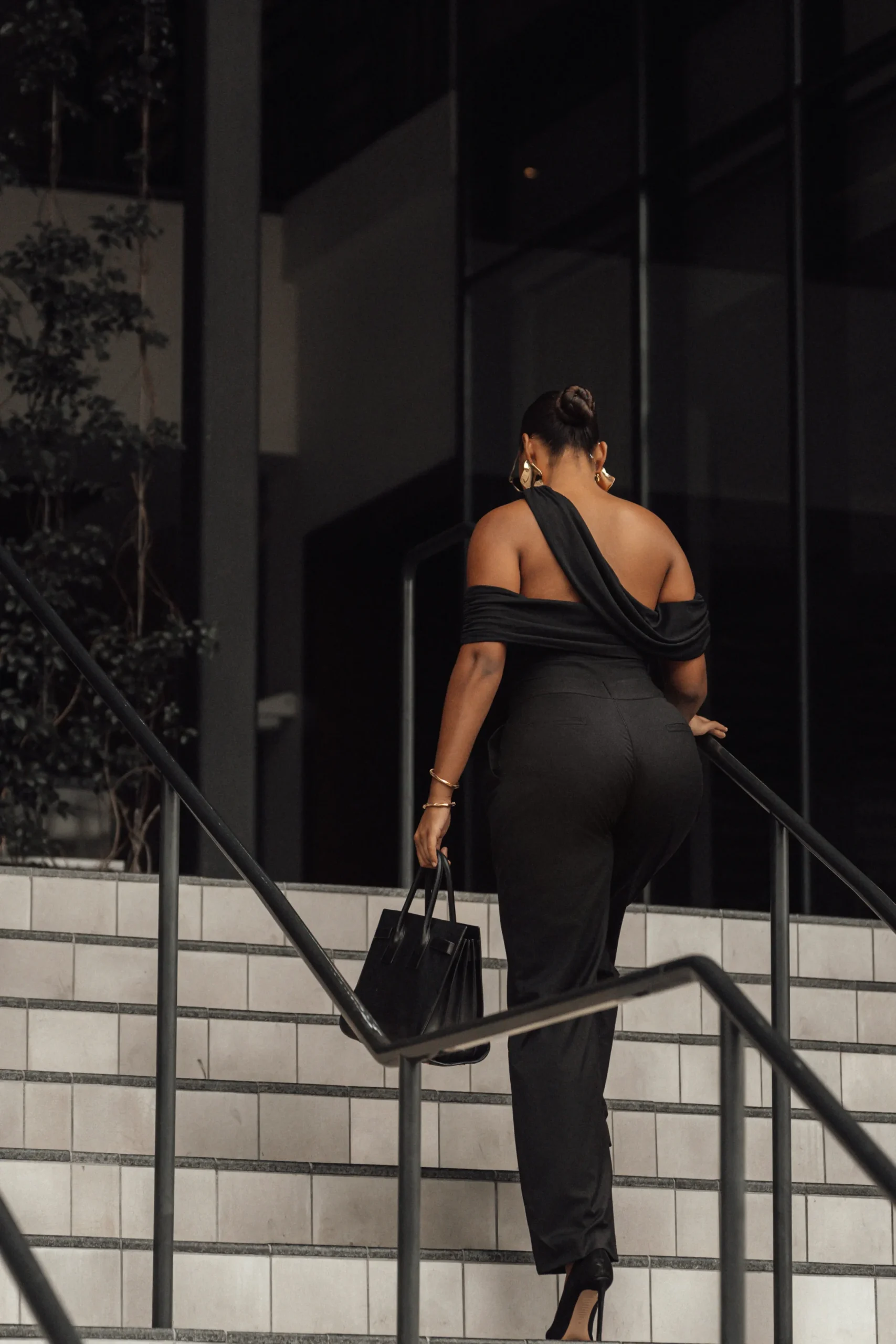 JLUXLABEL Black Above All Drape Bodysuit