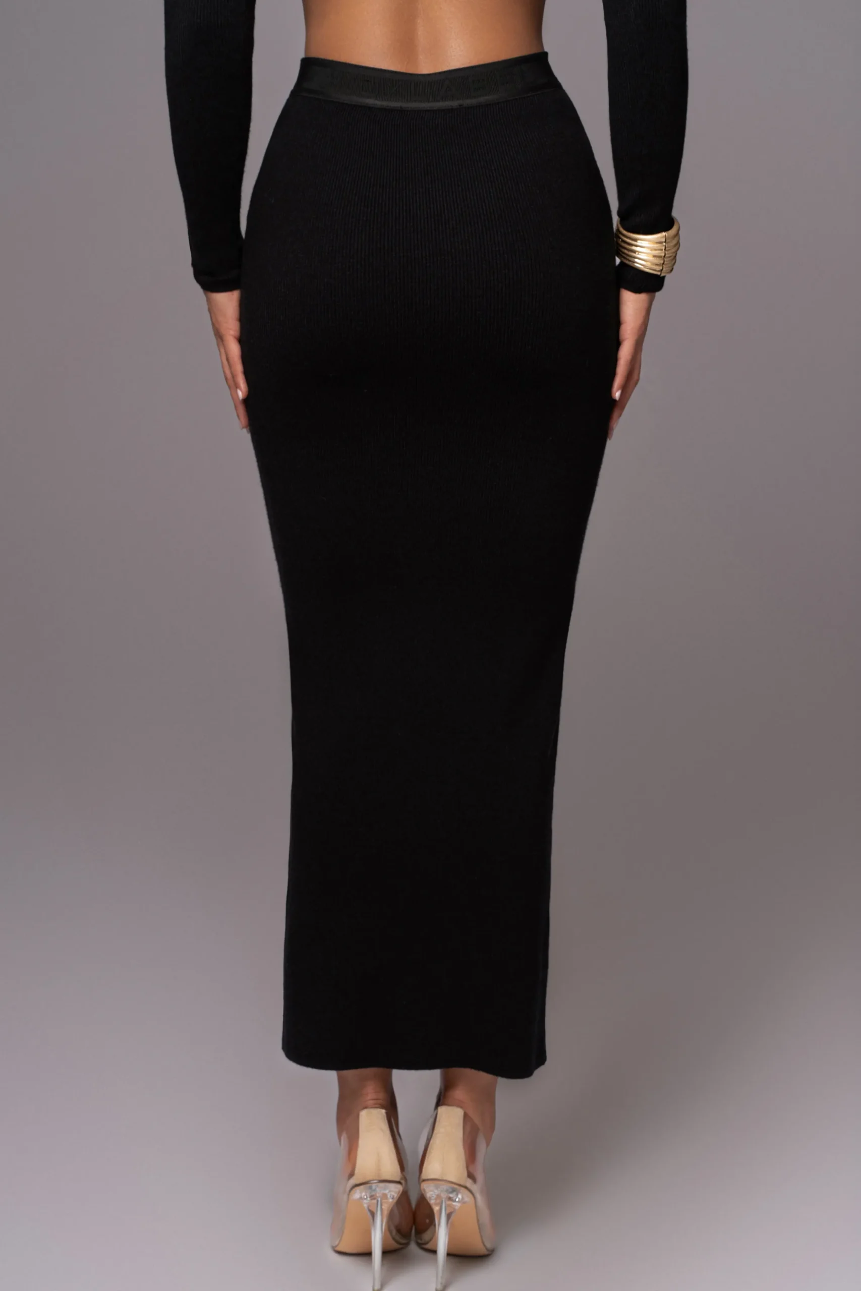JLUXLABEL Black Anise Ribbed Skirt Set