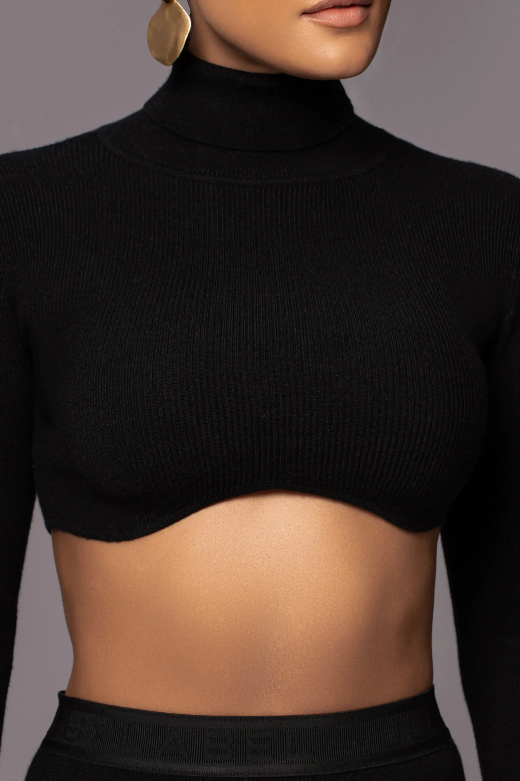 JLUXLABEL Black Anise Ribbed Skirt Set