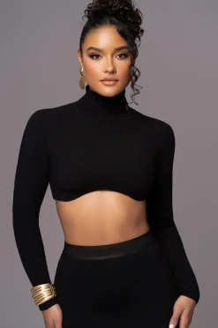 JLUXLABEL Black Anise Ribbed Skirt Set