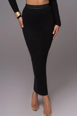 JLUXLABEL Black Anise Ribbed Skirt Set