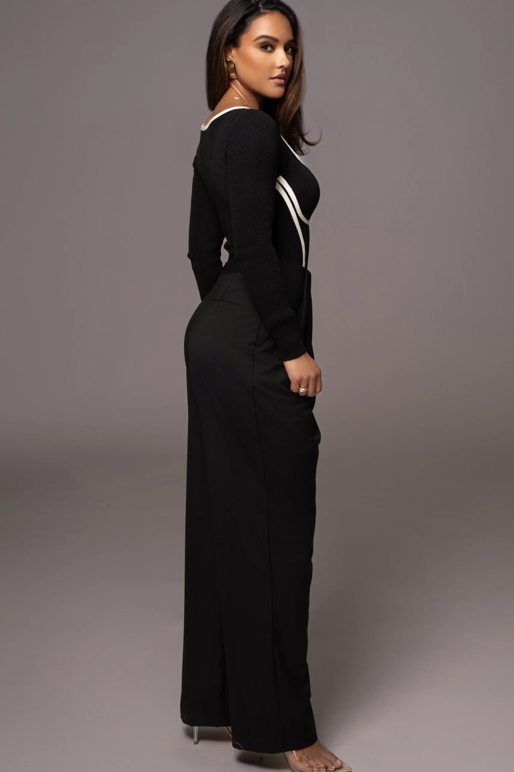 JLUXLABEL Black Asymmetrical Draped Trousers