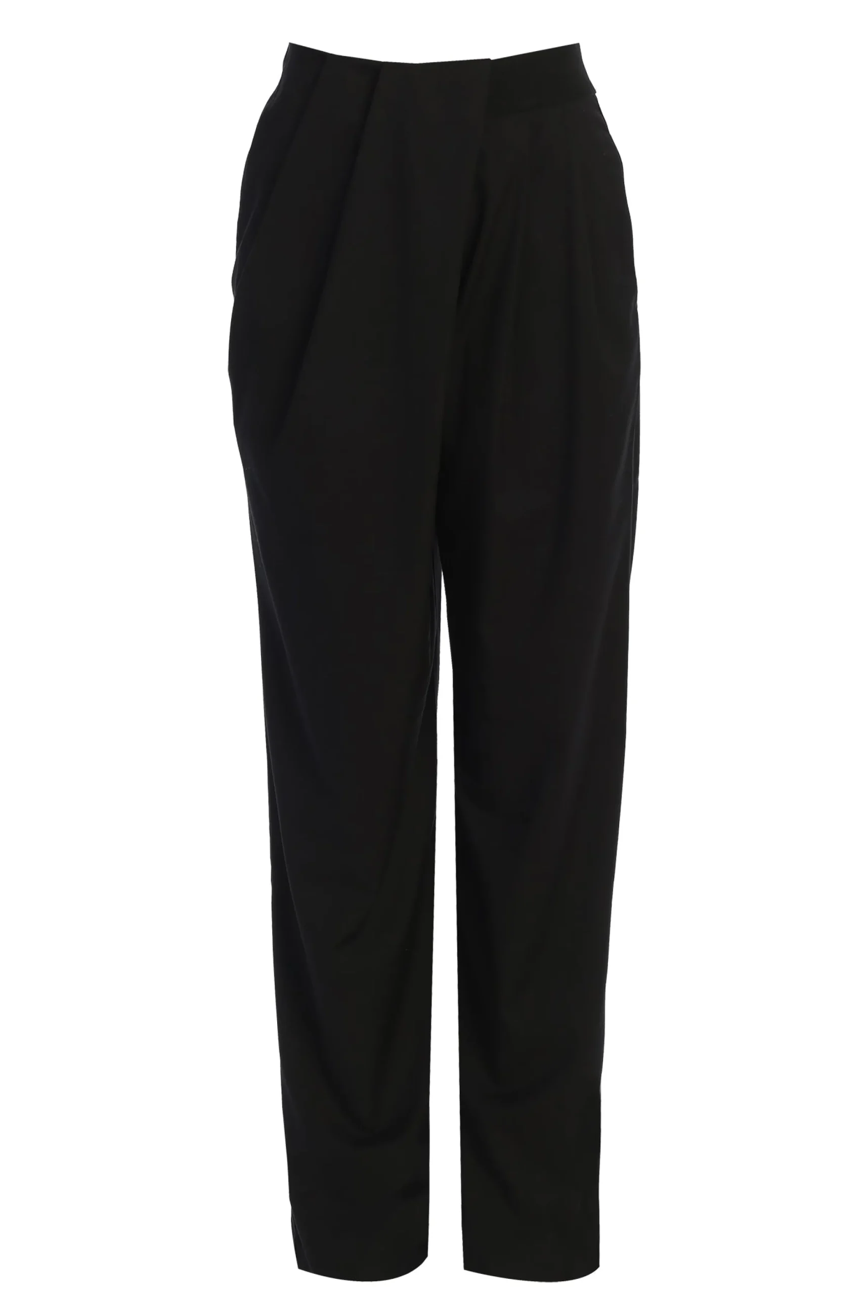 JLUXLABEL Black Asymmetrical Draped Trousers