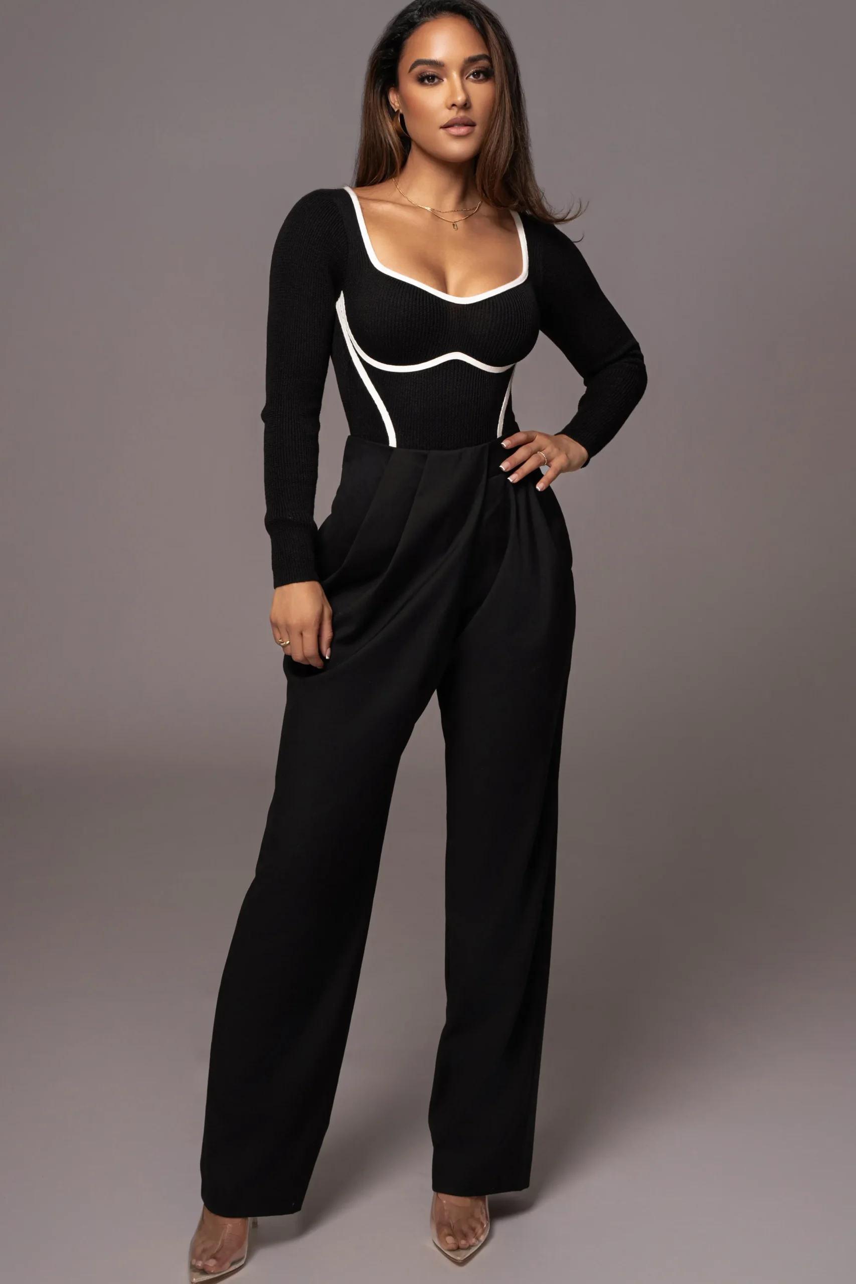 JLUXLABEL Black Asymmetrical Draped Trousers