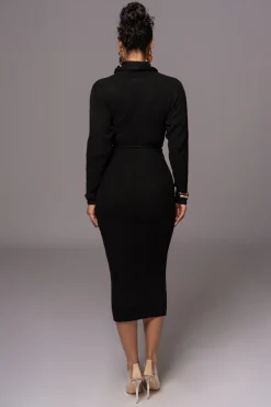 JLUXLABEL Black Aubrey Turtleneck Sweater Dress