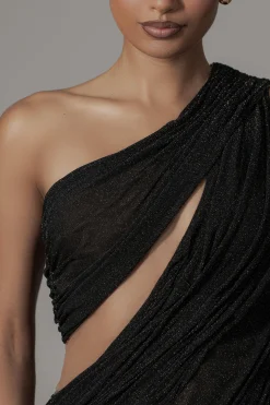 JLUXLABEL Black Aura Shimmer Midi Dress