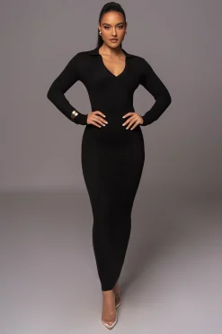 JLUXLABEL Black Bellinda Collar Maxi Dress