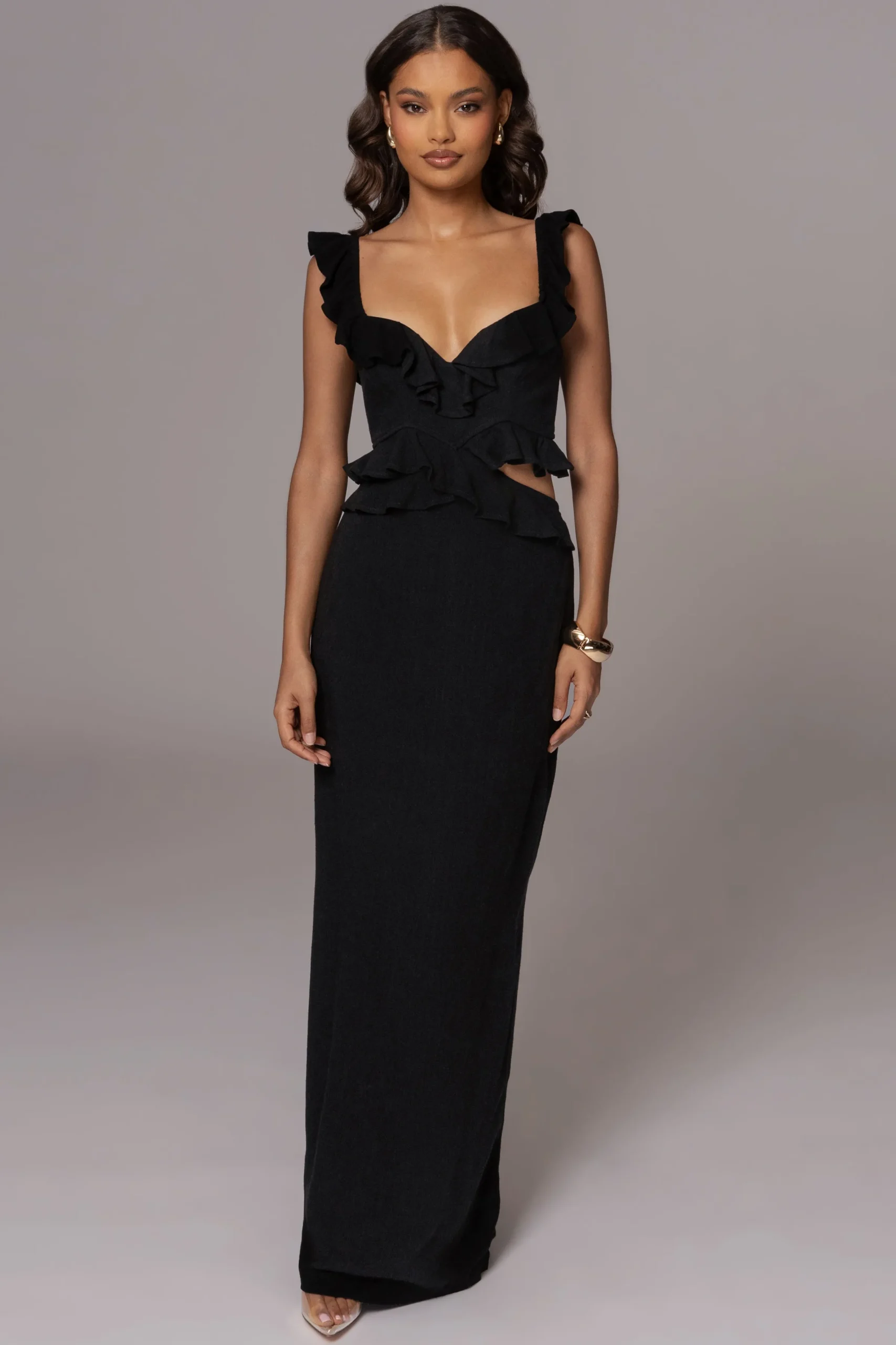 JLUXLABEL Black Brighter Days Linen Maxi Dress