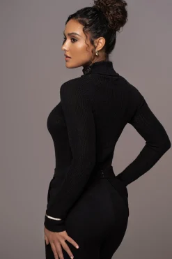 JLUXLABEL Black Carli Turtle Neck Top