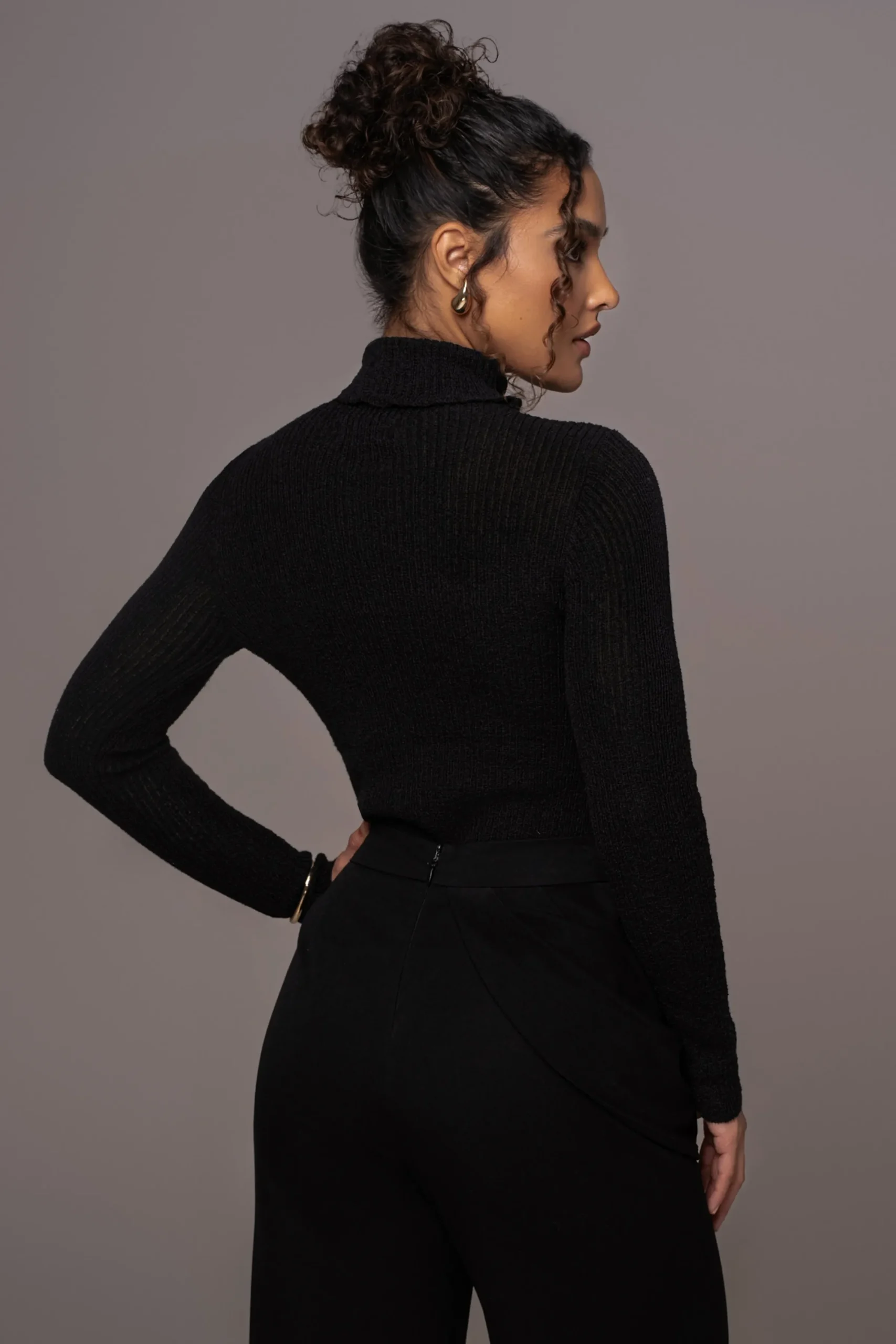 JLUXLABEL Black Carli Turtle Neck Top