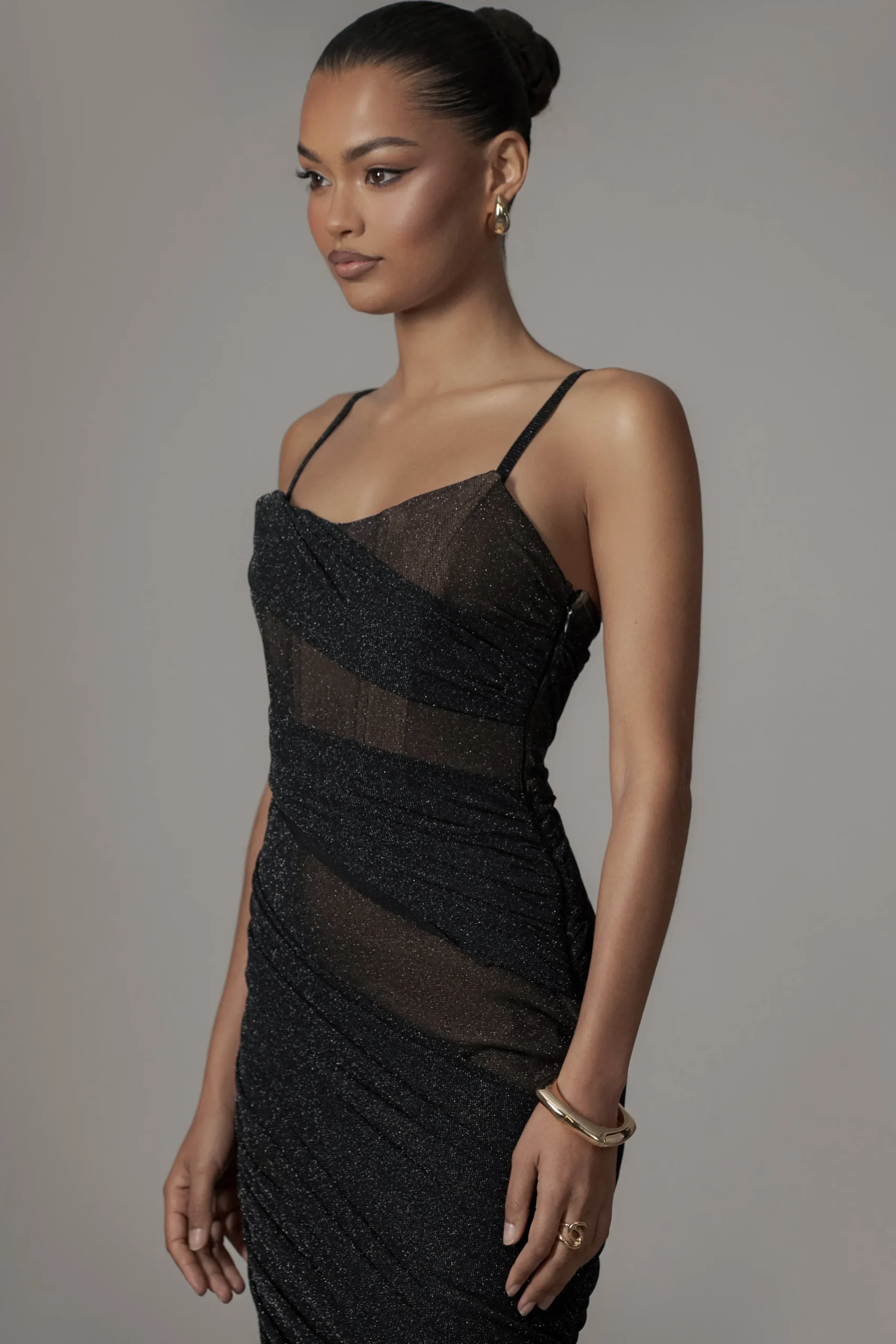 JLUXLABEL Black Catalina Lurex Knit Maxi Dress