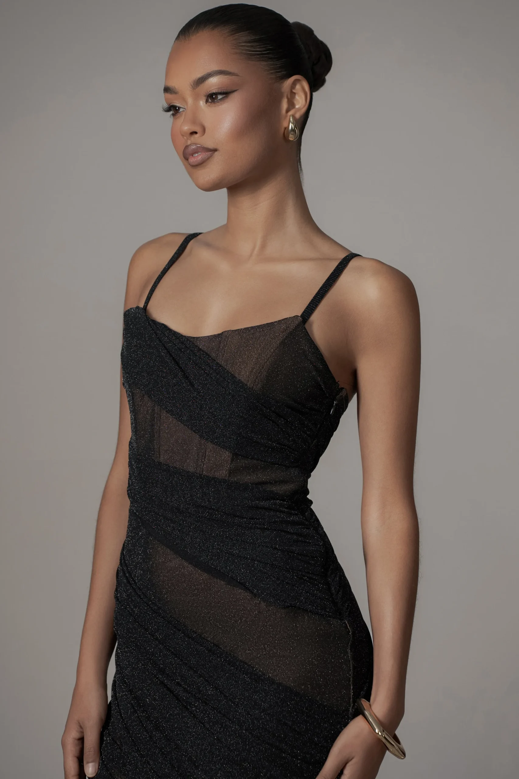 JLUXLABEL Black Catalina Lurex Knit Maxi Dress