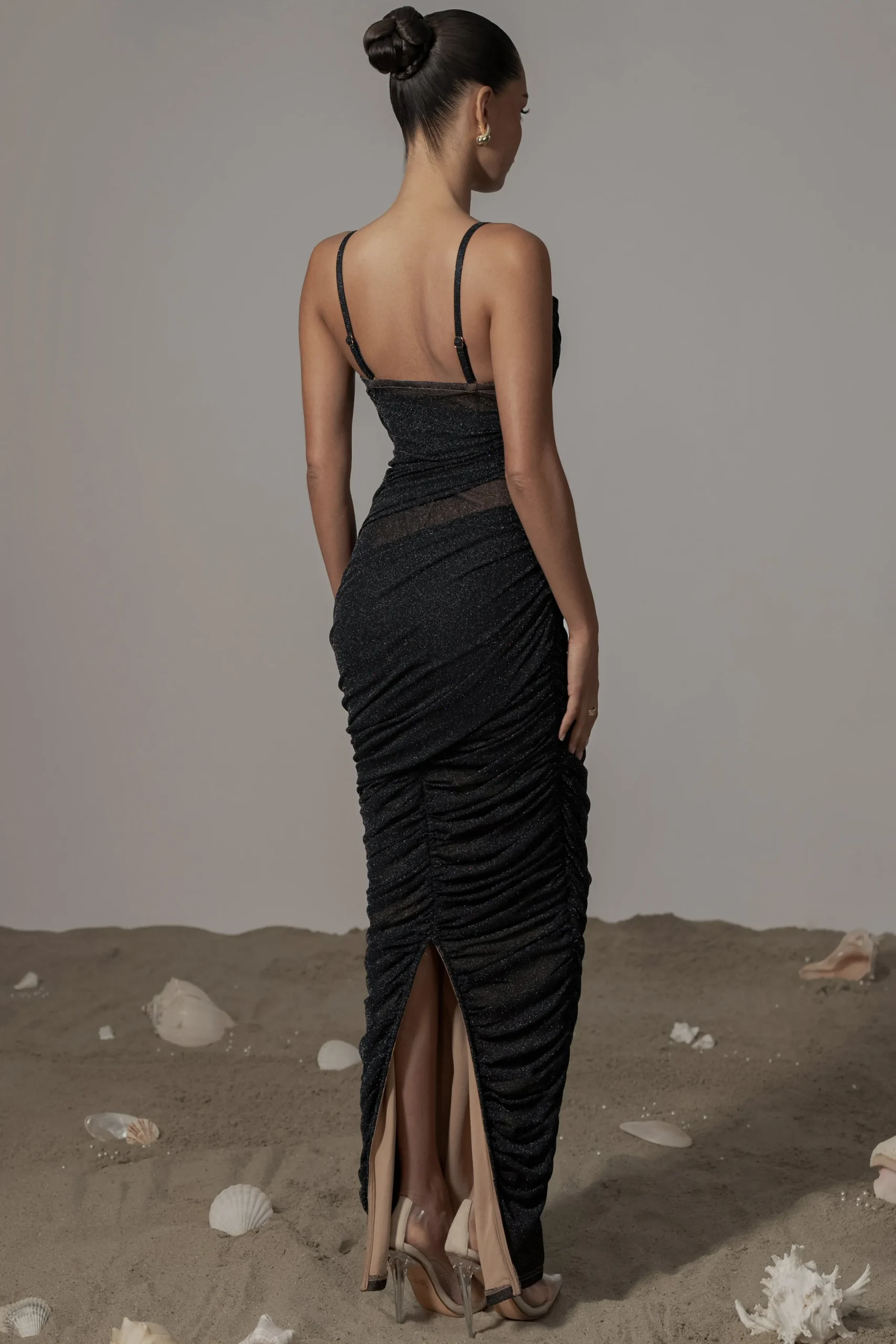 JLUXLABEL Black Catalina Lurex Knit Maxi Dress
