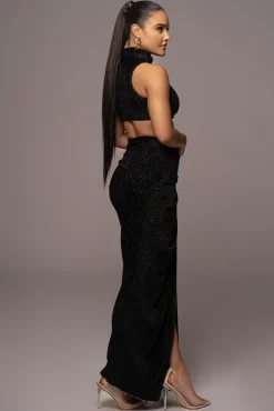 JLUXLABEL Black Chosen One Velvet Skirt Set