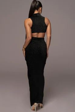 JLUXLABEL Black Chosen One Velvet Skirt Set