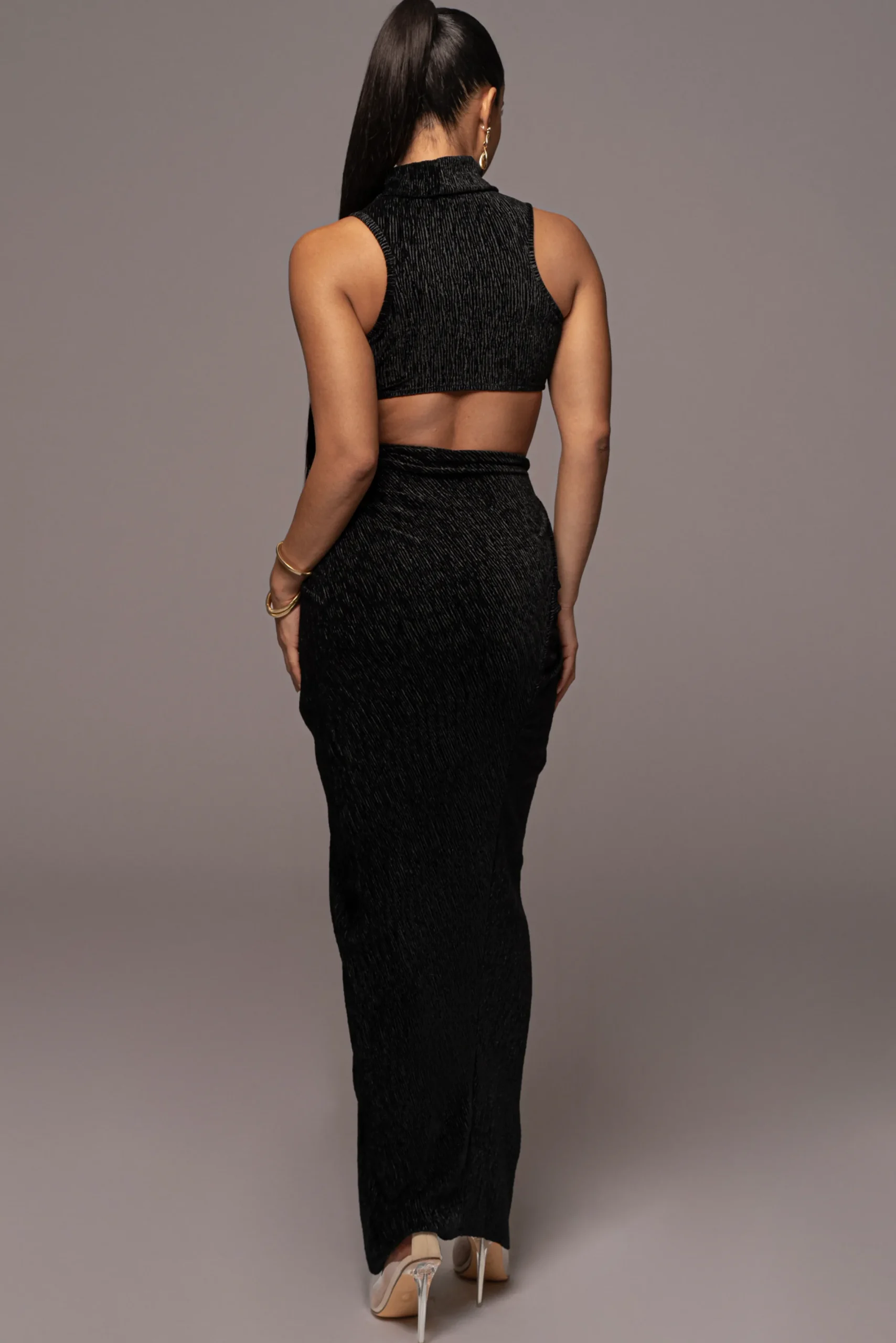 JLUXLABEL Black Chosen One Velvet Skirt Set