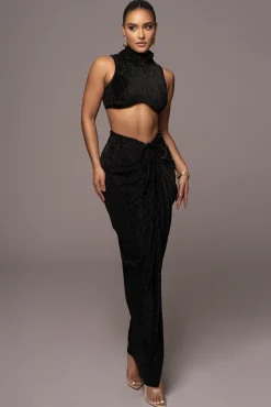JLUXLABEL Black Chosen One Velvet Skirt Set