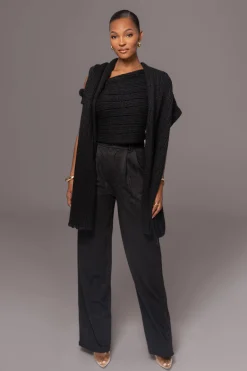 JLUXLABEL Black Classic High Rise Trousers