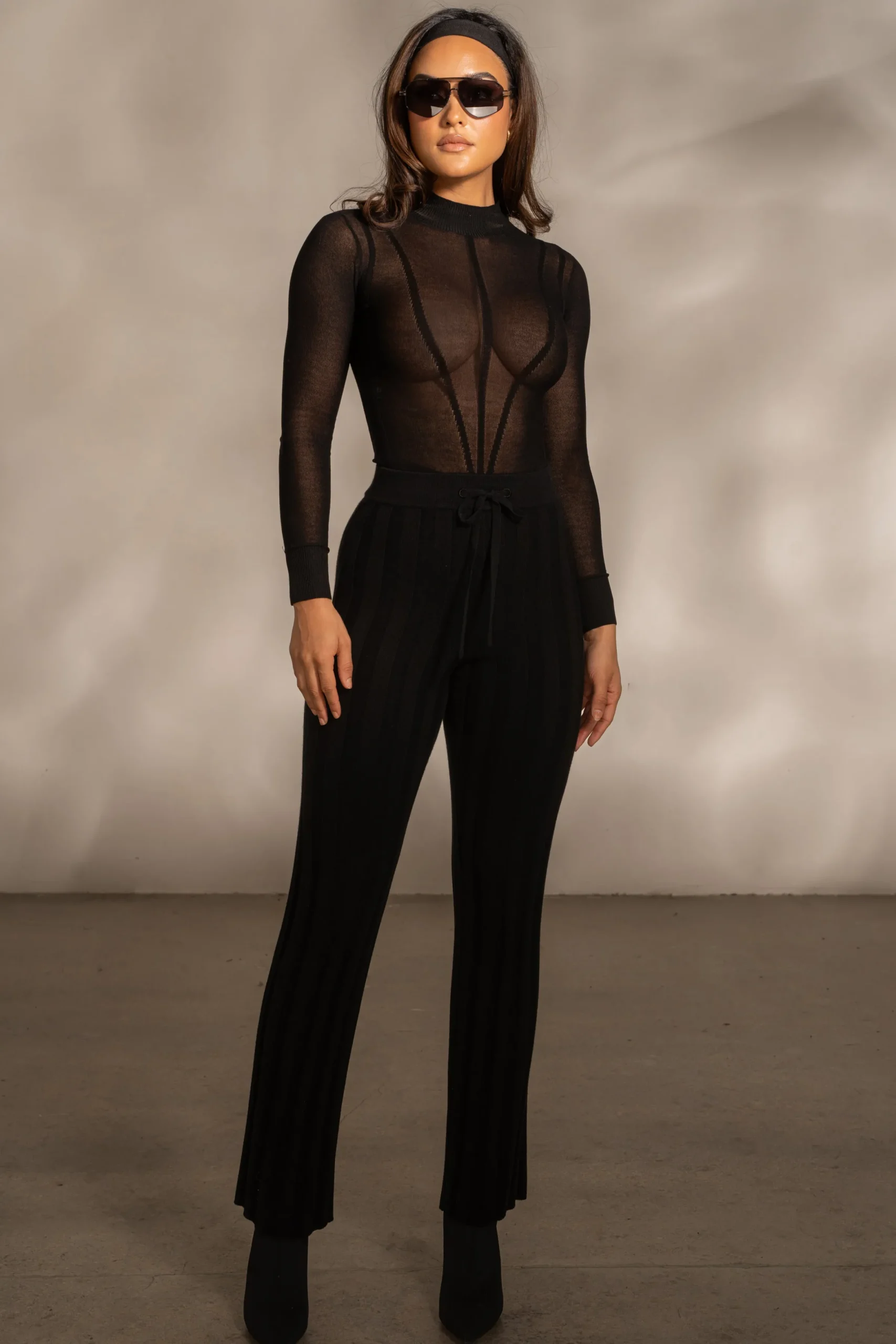 JLUXLABEL Black Darcey Ribbed Pants