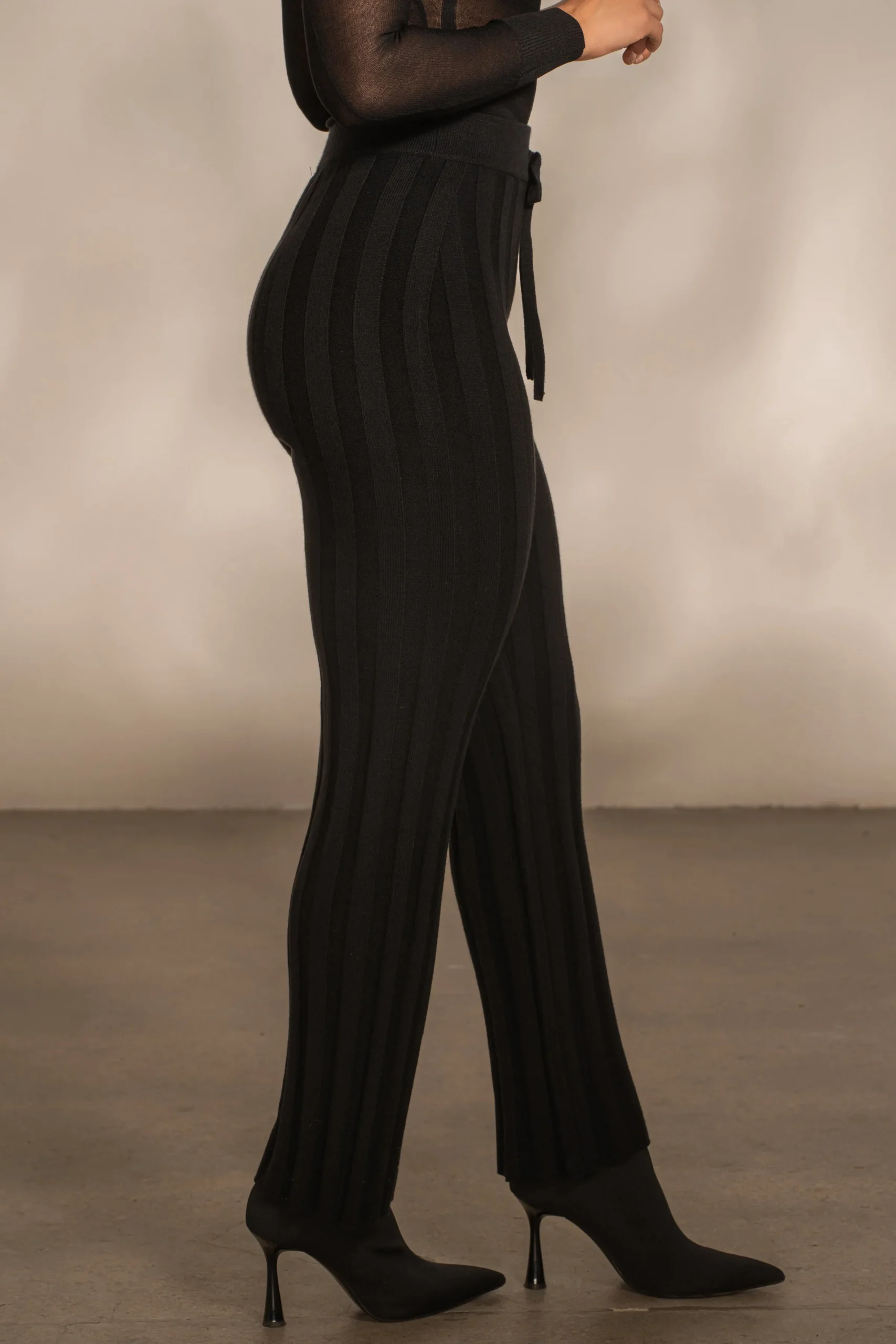 JLUXLABEL Black Darcey Ribbed Pants