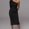 JLUXLABEL Black Dayanna Suede Midi Dress