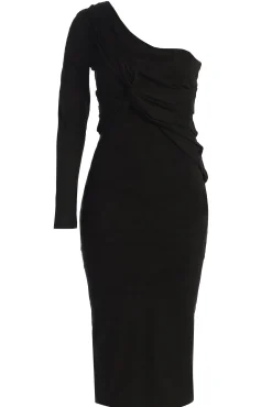 JLUXLABEL Black Dayanna Suede Midi Dress