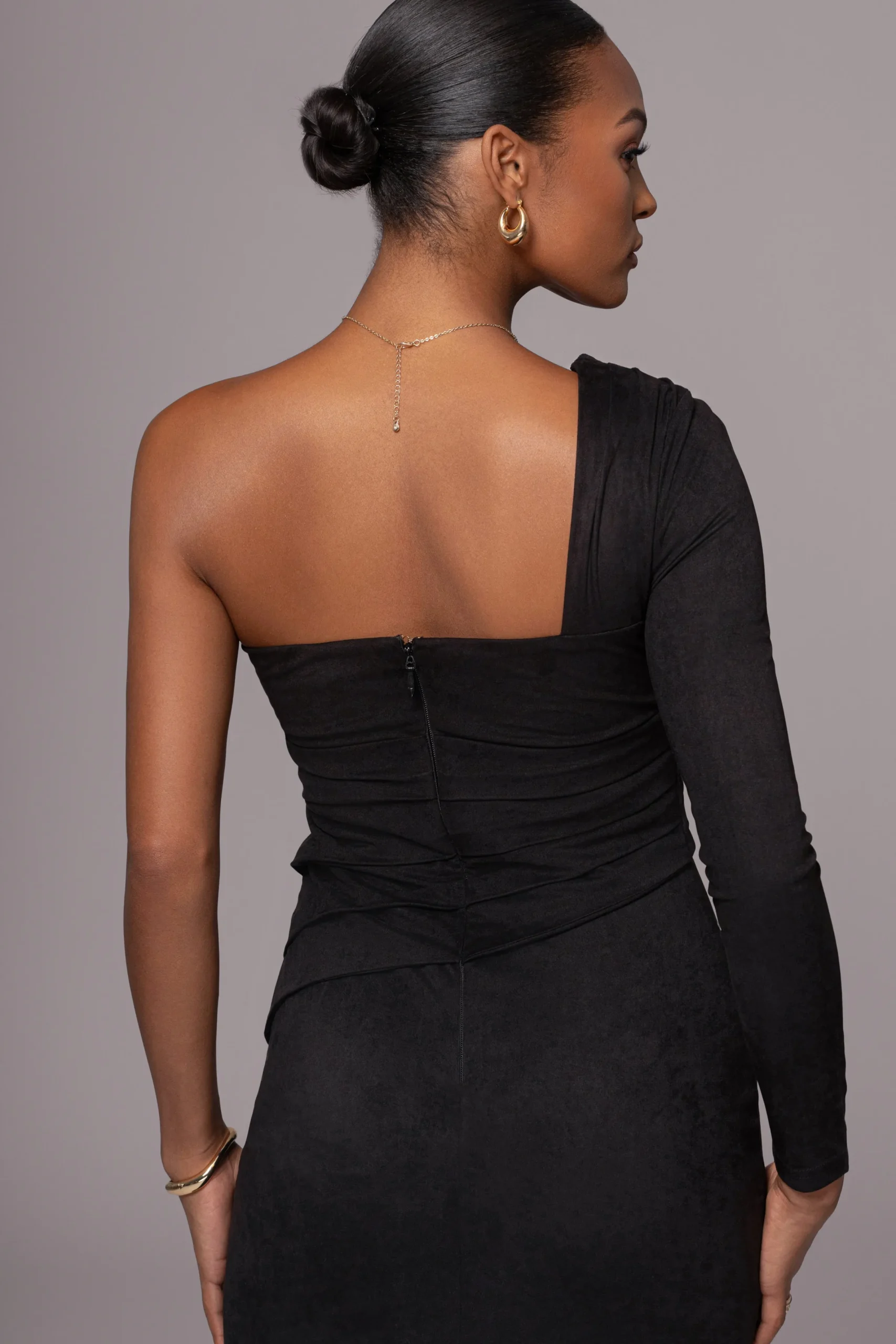 JLUXLABEL Black Dayanna Suede Midi Dress