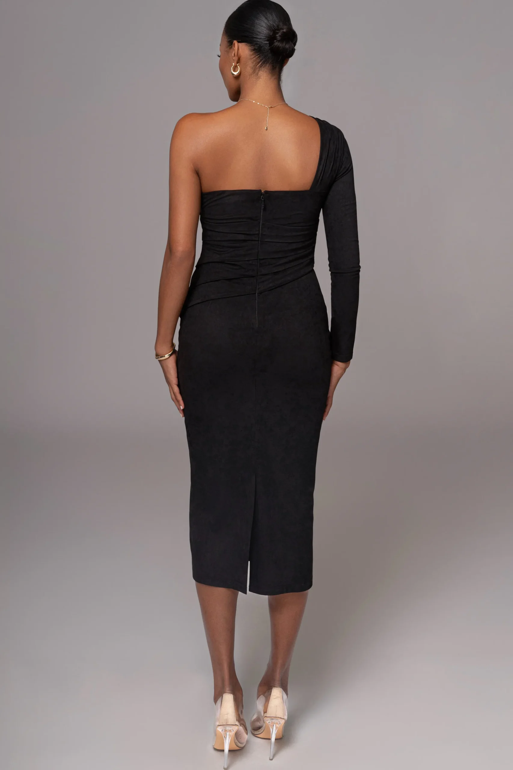 JLUXLABEL Black Dayanna Suede Midi Dress