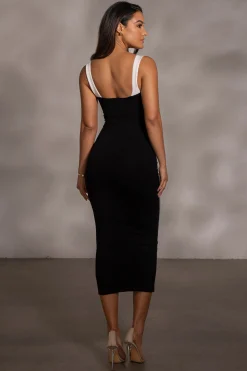 JLUXLABEL Black Donna Knit Midi Dress