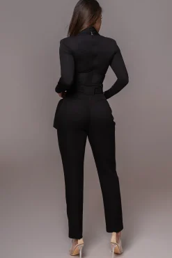 JLUXLABEL Black Drape Corset Bodysuit