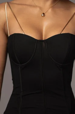 JLUXLABEL Black Escape Mesh Midi Dress