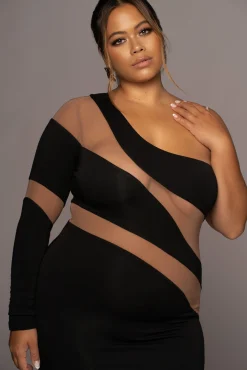 JLUXLABEL Black Eyes For You Midi Dress