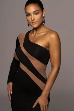 JLUXLABEL Black Eyes For You Midi Dress