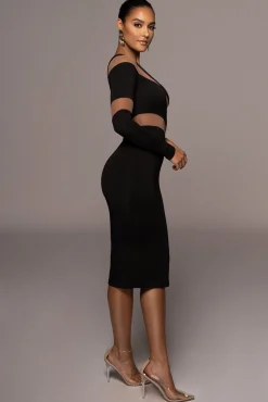 JLUXLABEL Black Eyes For You Midi Dress