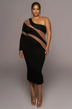 JLUXLABEL Black Eyes For You Midi Dress