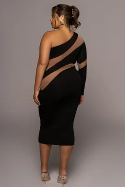 JLUXLABEL Black Eyes For You Midi Dress