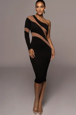 JLUXLABEL Black Eyes For You Midi Dress