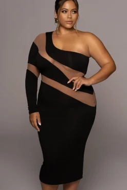 JLUXLABEL Black Eyes For You Midi Dress