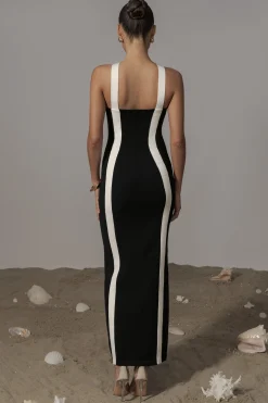 JLUXLABEL Black Fabiola Contrast Maxi Dress