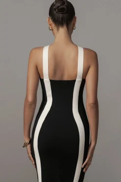 JLUXLABEL Black Fabiola Contrast Maxi Dress