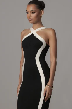 JLUXLABEL Black Fabiola Contrast Maxi Dress
