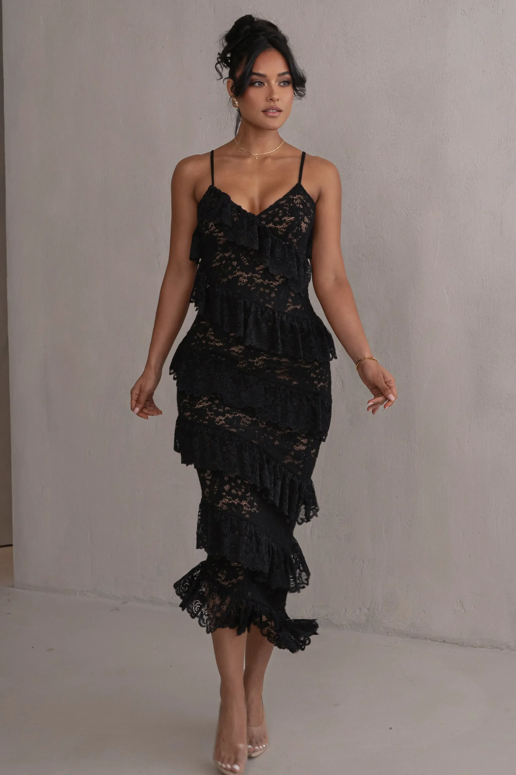 JLUXLABEL Black Feeling Of Forever Ruffle Dress