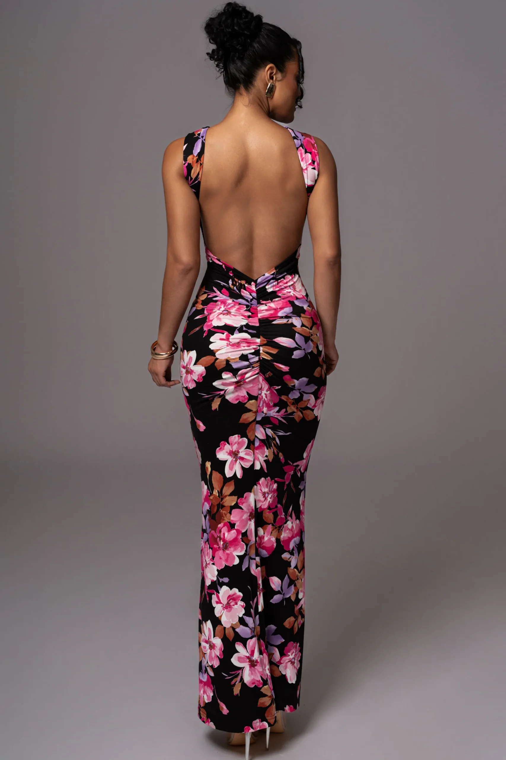 JLUXLABEL Black Floral JLUXBASIX FRONT AND CENTER MAXI DRESS