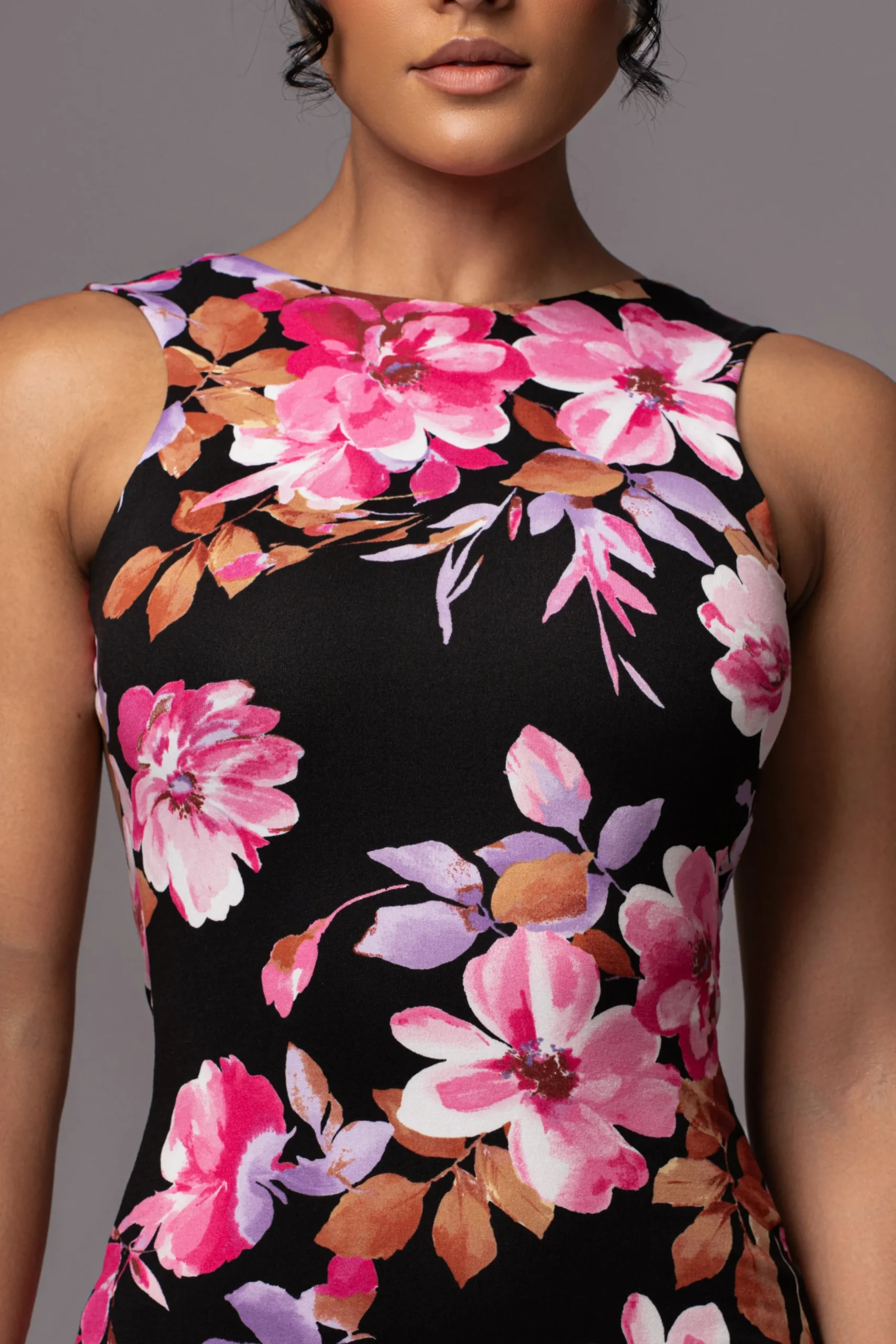 JLUXLABEL Black Floral JLUXBASIX FRONT AND CENTER MAXI DRESS