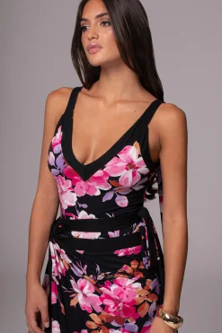 JLUXLABEL Black Floral Kamie Reversible Skirt Set