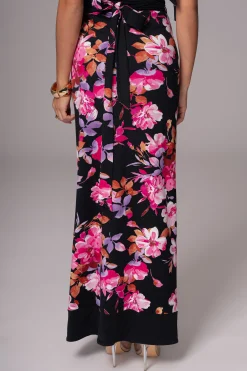 JLUXLABEL Black Floral Kamie Reversible Skirt Set