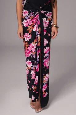 JLUXLABEL Black Floral Kamie Reversible Skirt Set