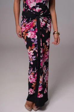 JLUXLABEL Black Floral Kamie Reversible Skirt Set