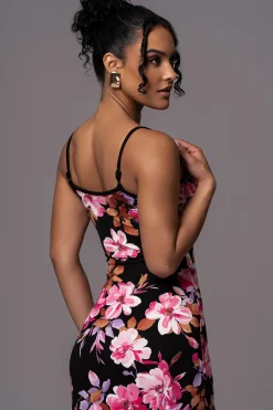JLUXLABEL Black Floral Smooth Simplicity Maxi Dress